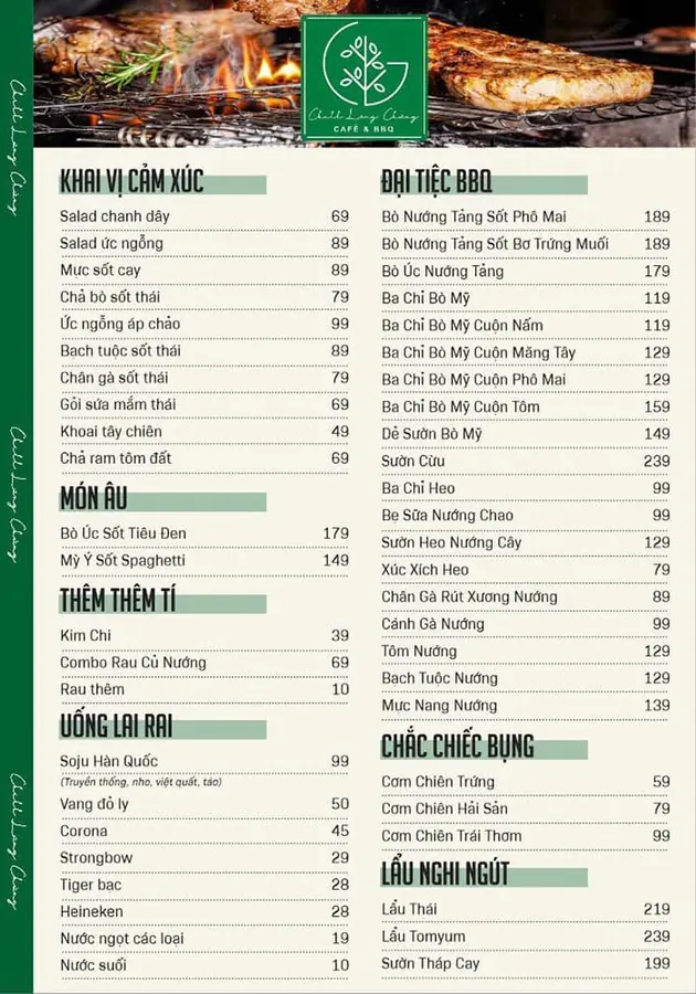 Menu Chill Lưng Chừng