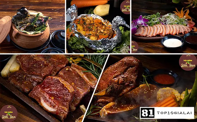 Món ăn tiệm nướng sốm rau gia lai